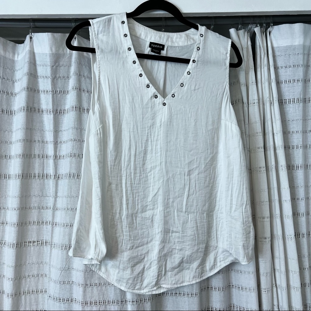 Torrid White V-Neck Blouse